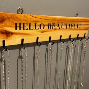 Hand Made wood jewelry holder 8 hooks